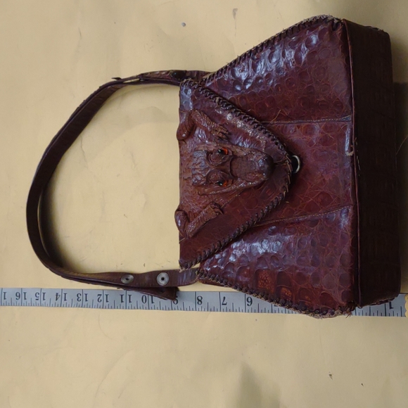 Vintage Crocodile Alligator Leather purse AS Is circa 40s/50s - Picture 2 of 11